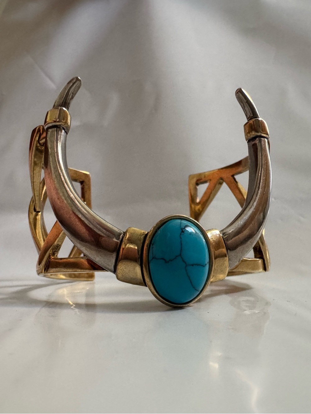 House of Harlow 1960 Open Weave Horn Cuff Turquoise
